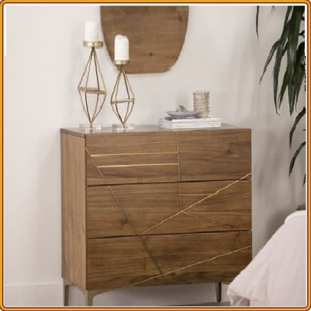 Living Spaces 206180 : Tủ Đứng 3 Ngăn Kéo - Vàng Đồng